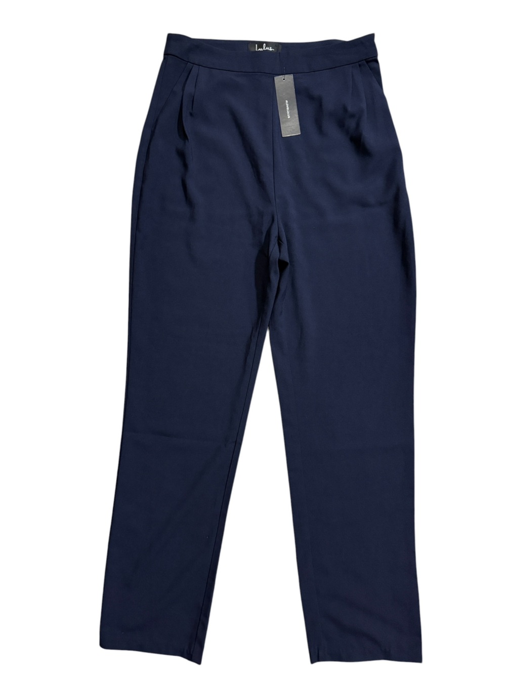 NWT Lulu's inseam 28” Large Dark Navy Pleated High-Waist Trousers